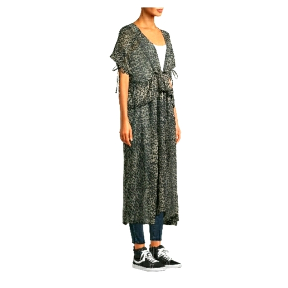 NWT Women's Leopard Print Chiffon Kimono - Picture 5 of 6